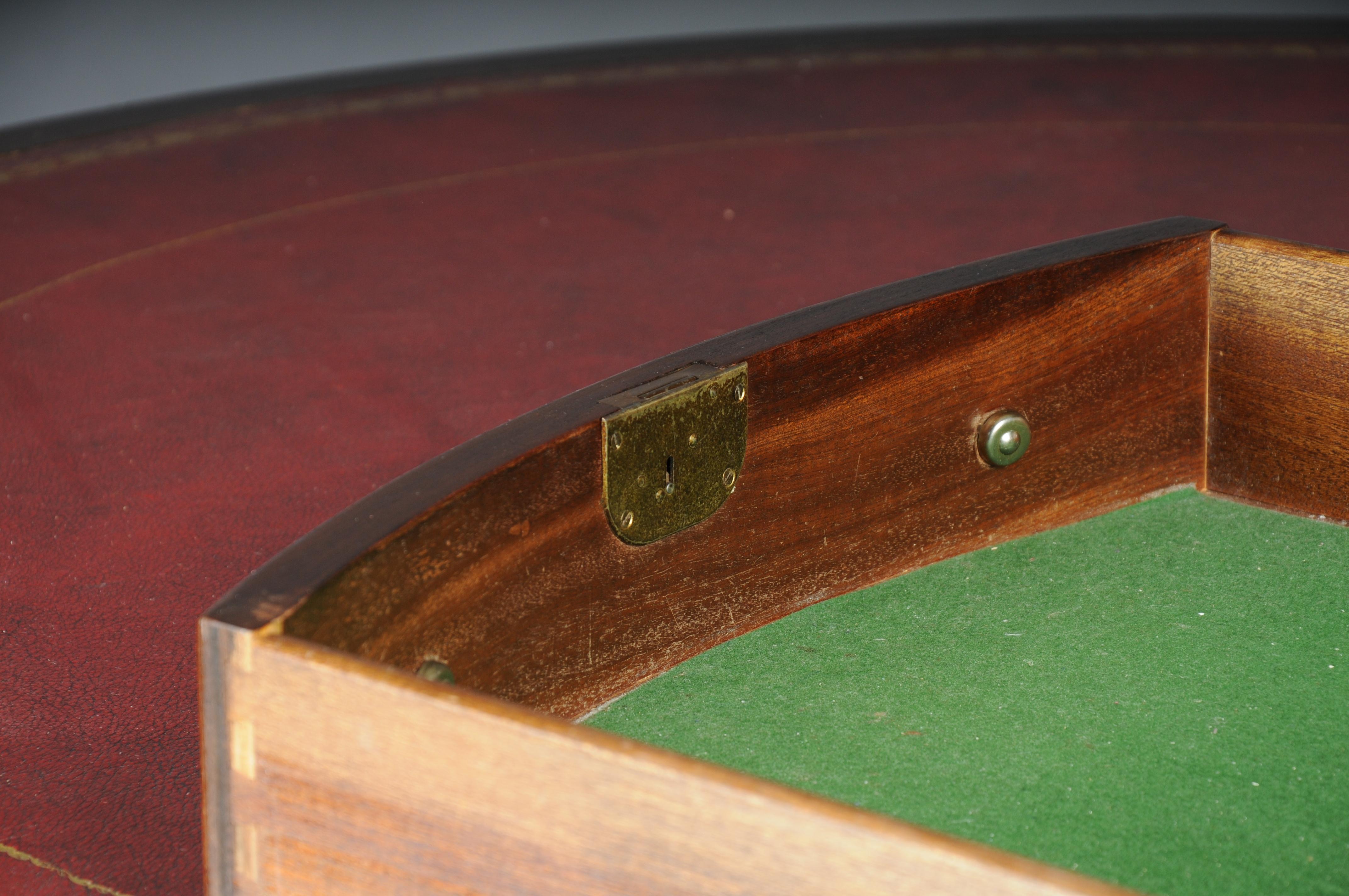 Brass Round English coffee table Chesterfield table, around 1890, bordeaux For Sale