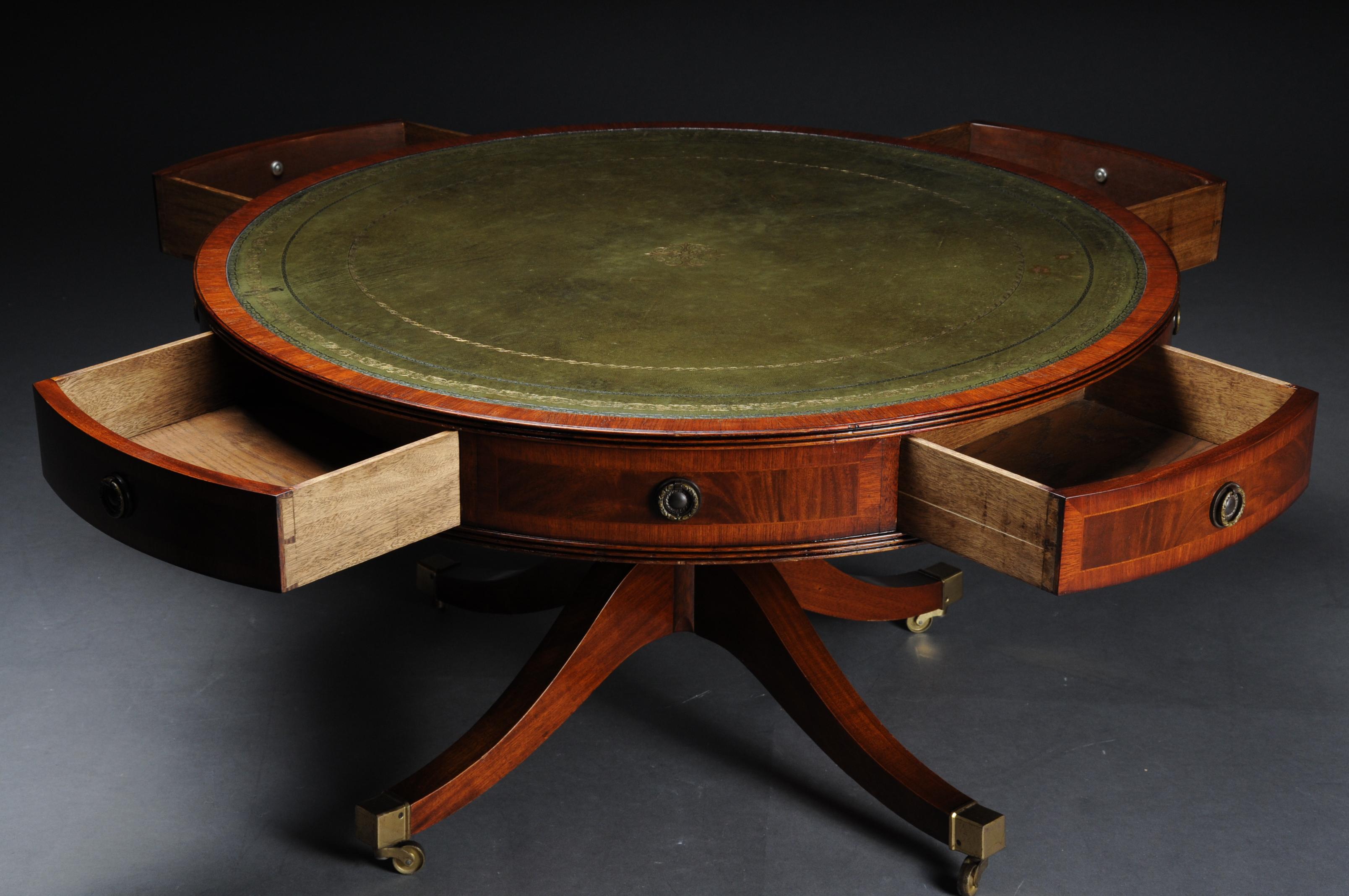 Late Victorian Round English Coffee Table Chesterfield Table, circa 1900