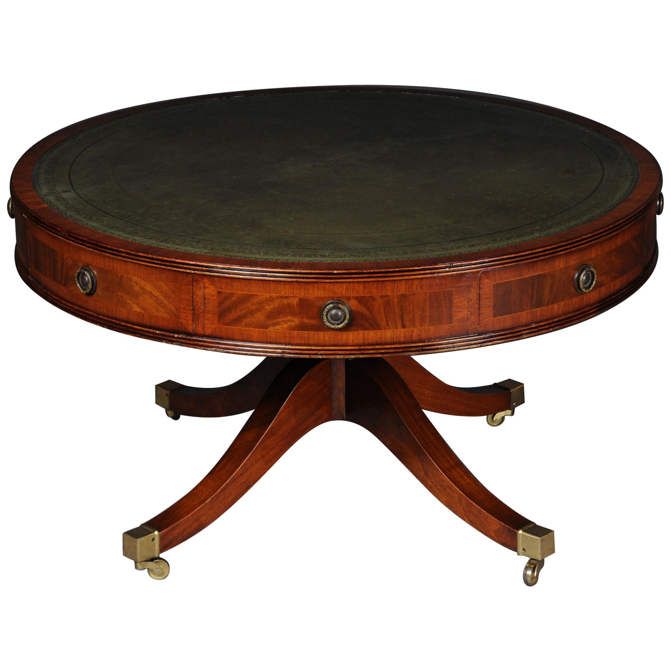 Round English Coffee Table Chesterfield Table, circa 1900
