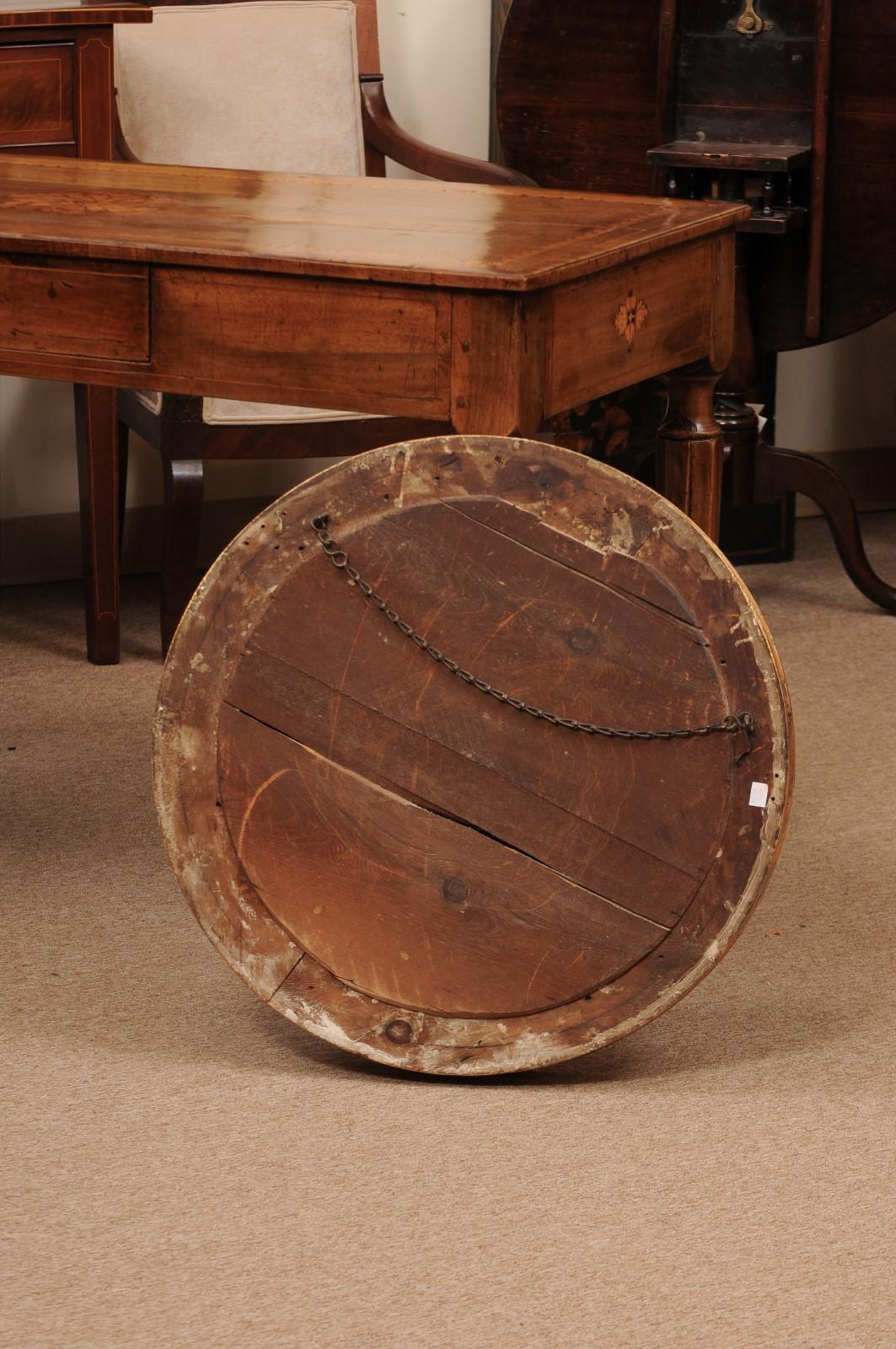 Round English Giltwood Bull’s Eye Mirror with Convex Glass, 19th Century 10