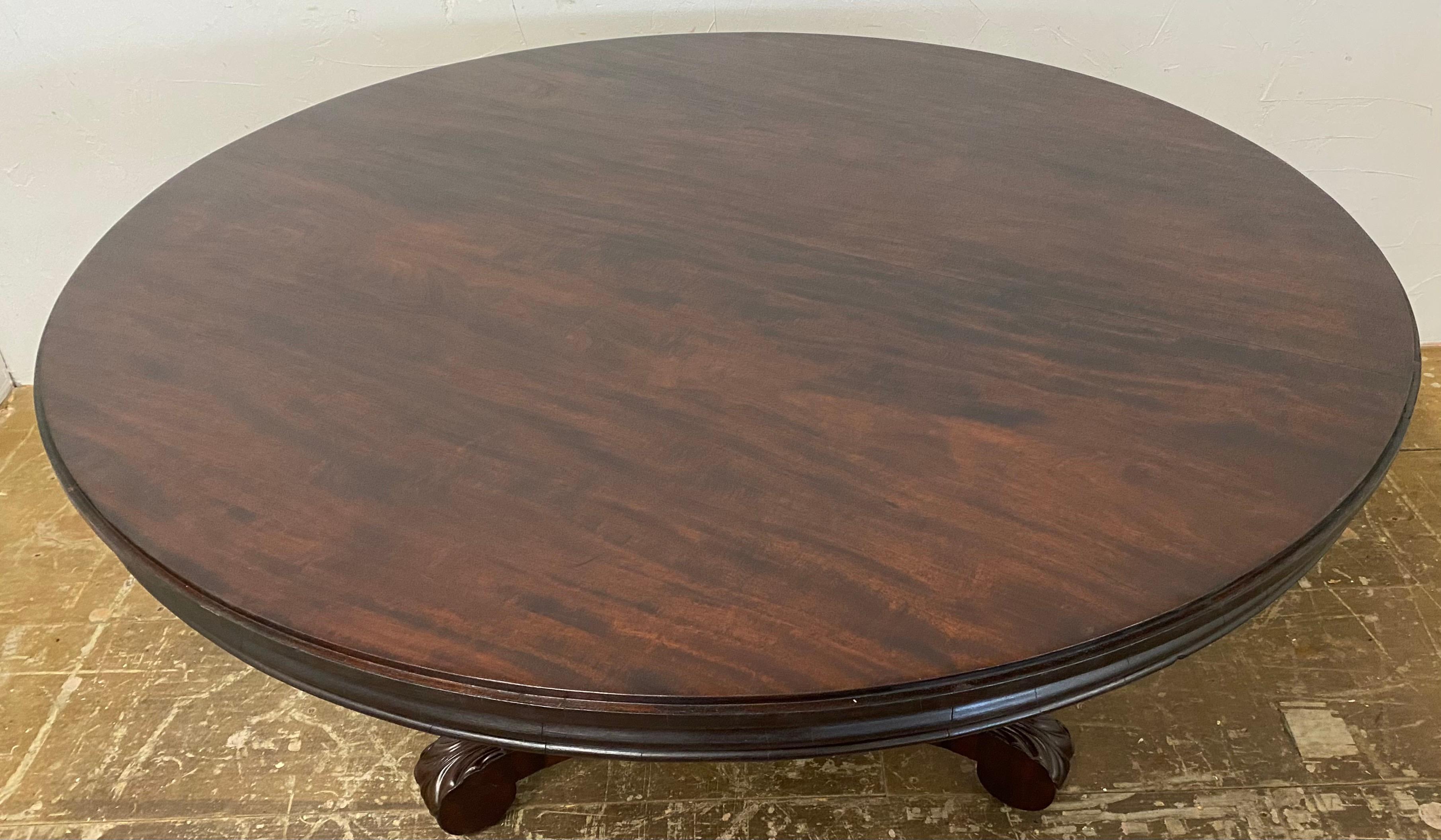 Wood Round English Regency Pedestal Dining or Center Table