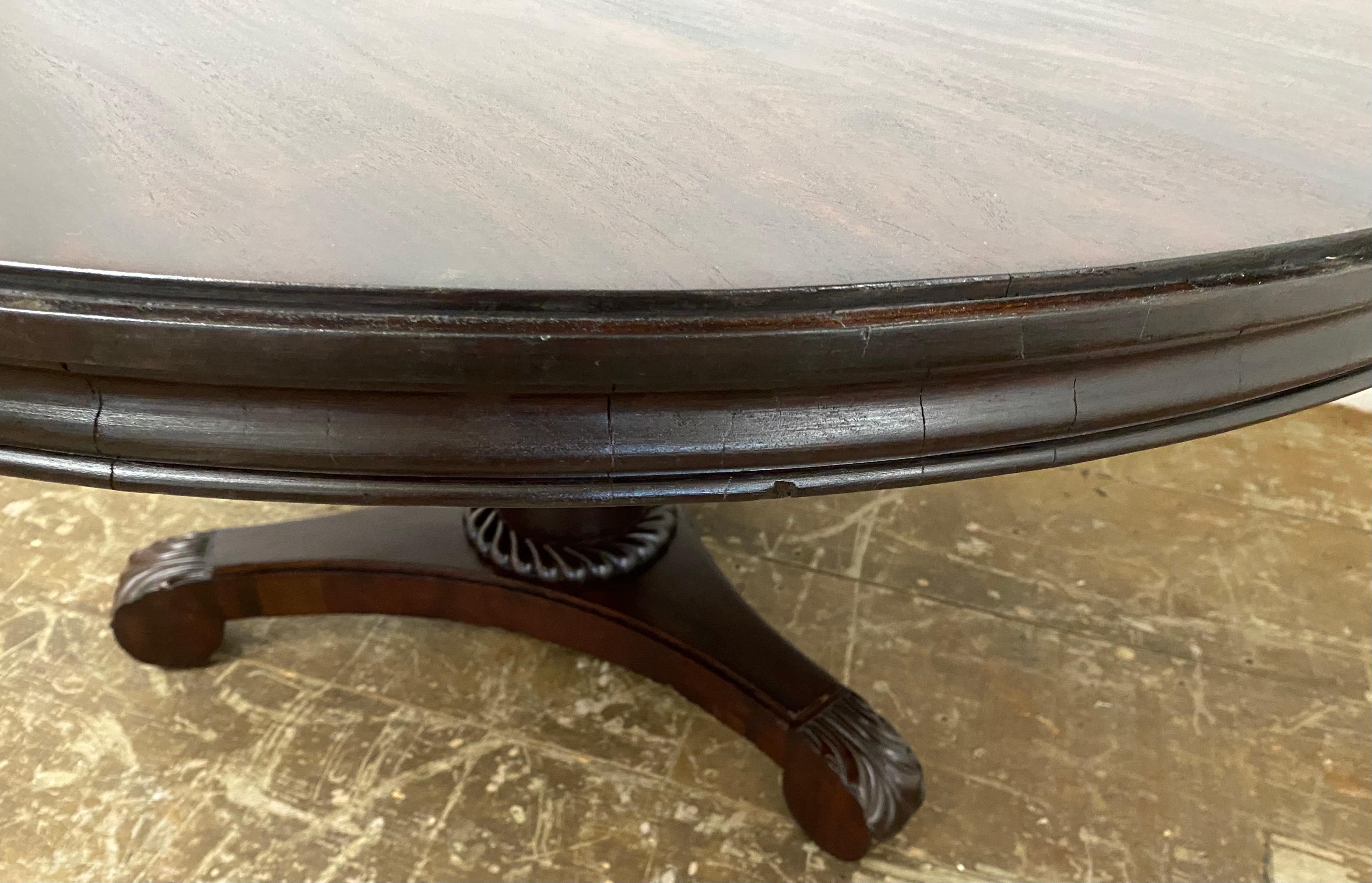 Round English Regency Pedestal Dining or Center Table 1