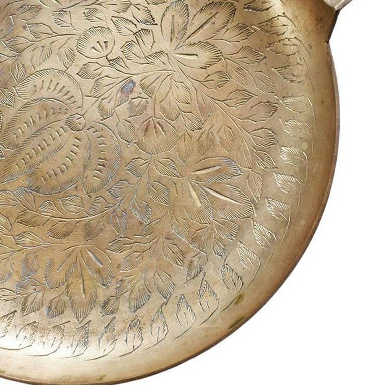 Anglo-Indian Round Etched Brass Indian Ashtray or Trinket Dish For Sale
