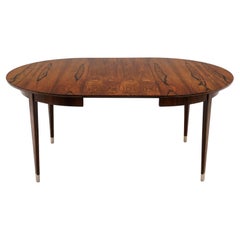 Runder ausziehbarer Esstisch von Arne Vodder, Palisanderholz mit Zinndetails