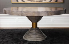 Custom Round Expandable Parchment Dining Table