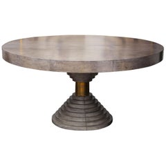 Round Expandable Parchment Dining Table