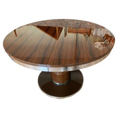 Round extendable Art Déco Dining table. France 1930s. Macassar wood. 
