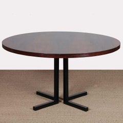 Table de salle à manger ronde à rallonge en palissandre de Rio, années 1960