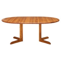Mesa de comedor redonda extensible de roble macizo de Niels O. Møller, años 60