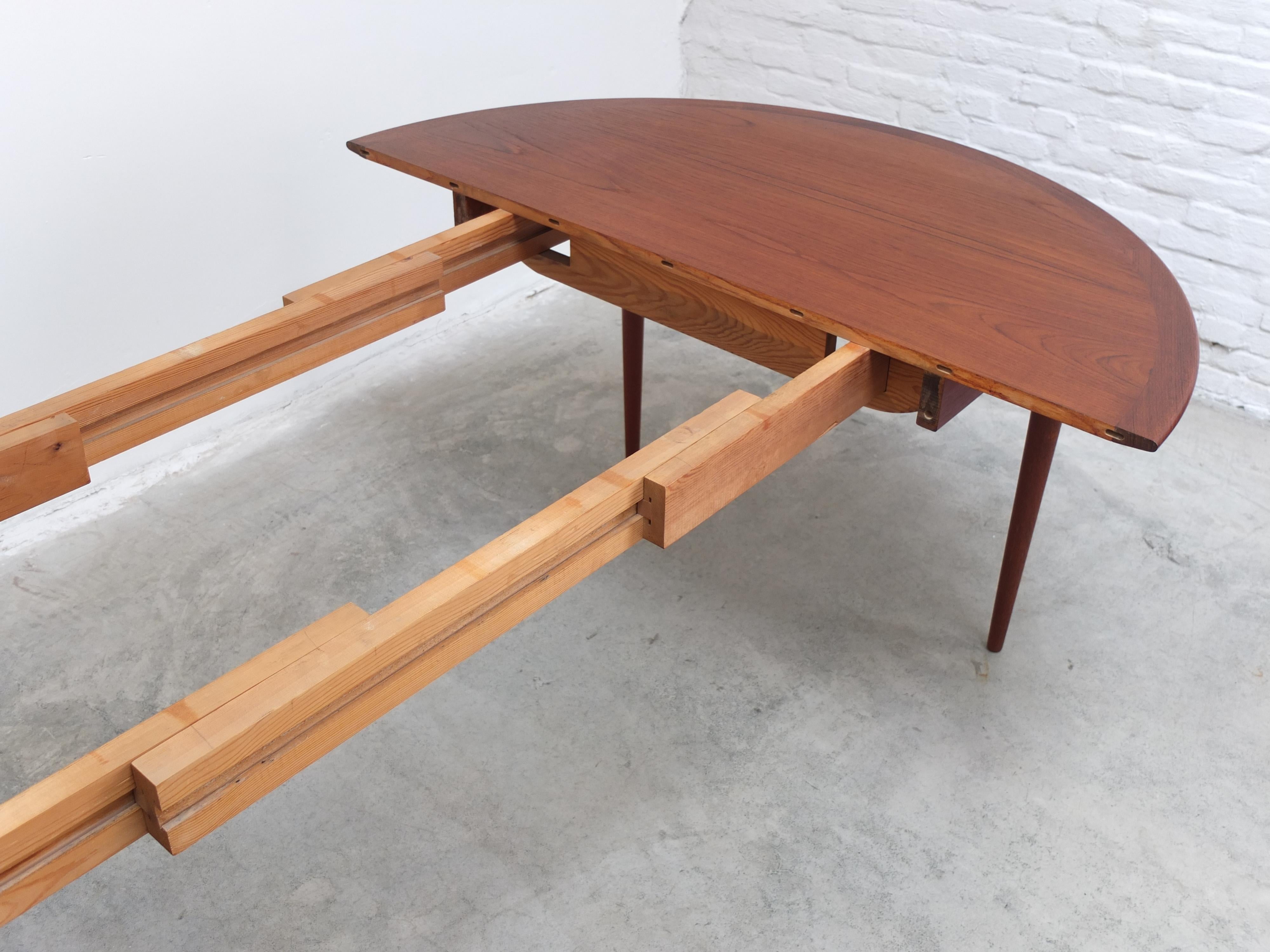Round Extendable Dining Table in Teak by Grete Jalk for Poul Jeppesen, 1960s 8