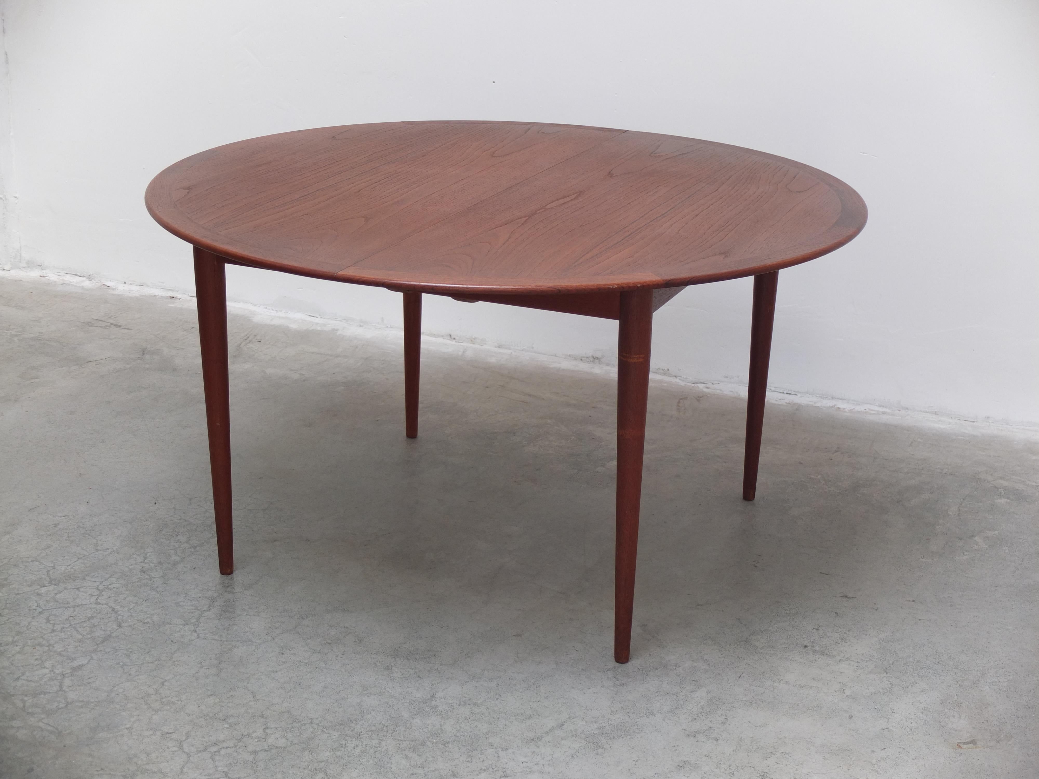 Danish Round Extendable Dining Table in Teak by Grete Jalk for Poul Jeppesen, 1960s