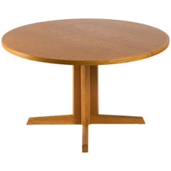 Table de salle à manger ronde à rallonge en chêne de N.O. Moller pour Gudme Møbelfabrik