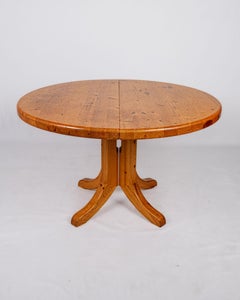 Round extendable pine dining table by Rainer Daumiller, Denmark, 1970s