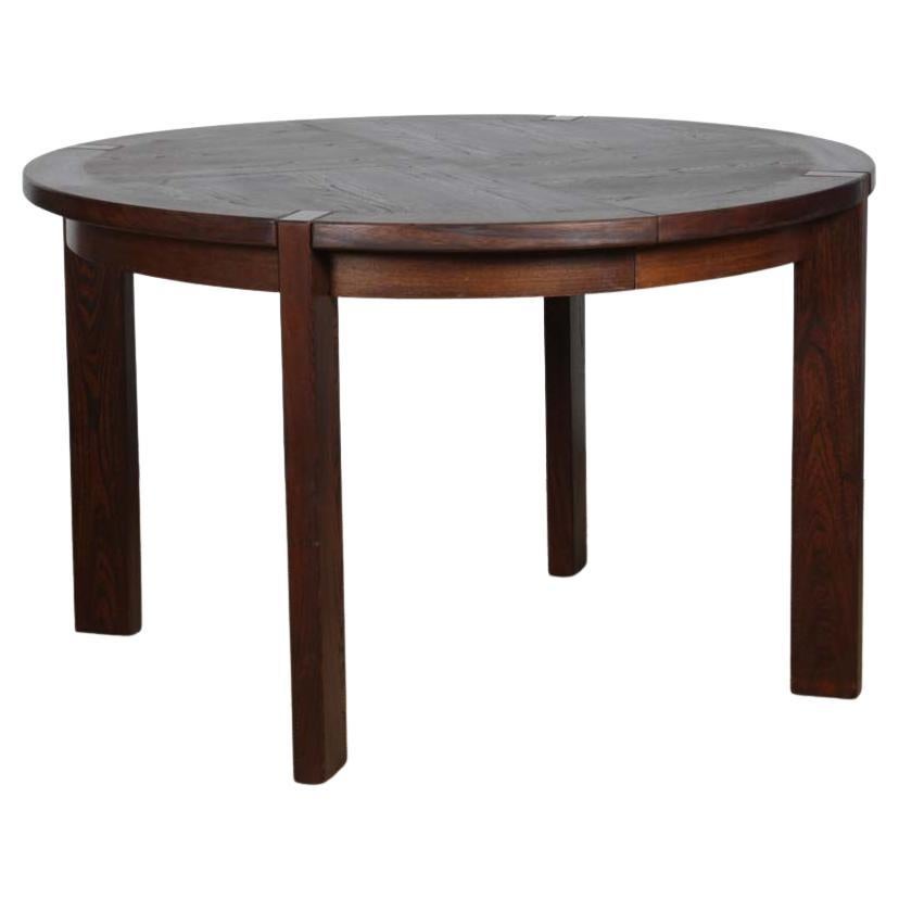 Mesa de comedor redonda extensible de madera fabricada por Monopoly, 1970 en venta