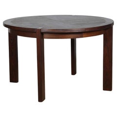 Round extendable wooden dining table produced by Monopoly, 1970