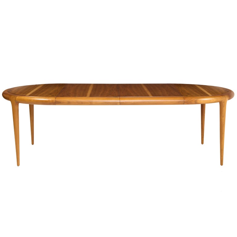 Round Extension Dining Table in Wood Offered by Vladimir Kagan Design