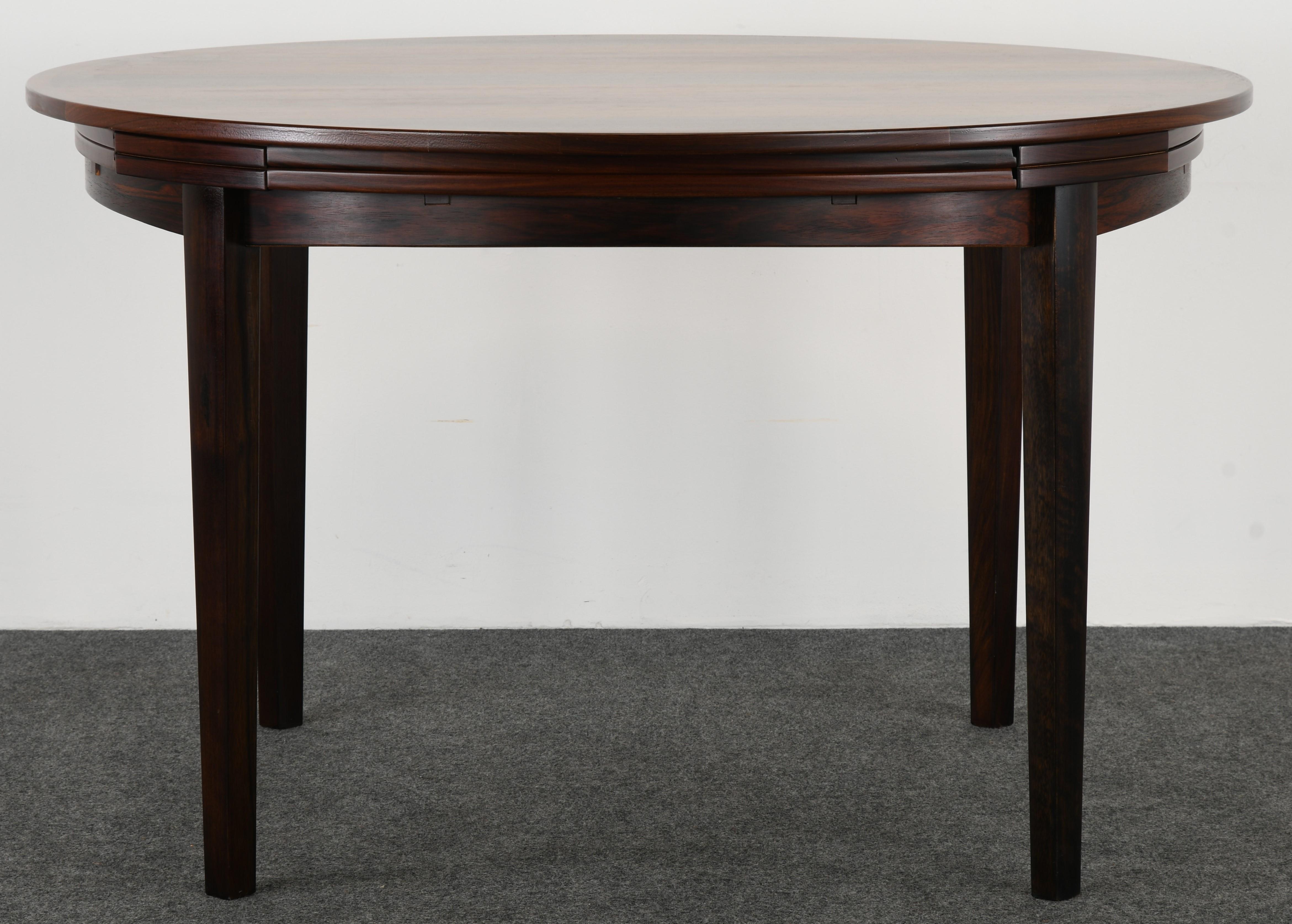 Danish Round Rosewood Extension Table by Dyrlund, 1960s
