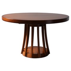 Vintage Round extractable Dining Table in Walnut by Angelo Mangiarotti, Italy, 1970's