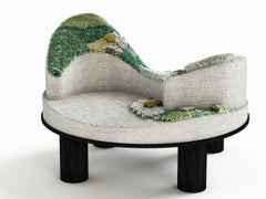 Round Fabric Bench with Pouf from Wild Gardens of Oudolf Collection
