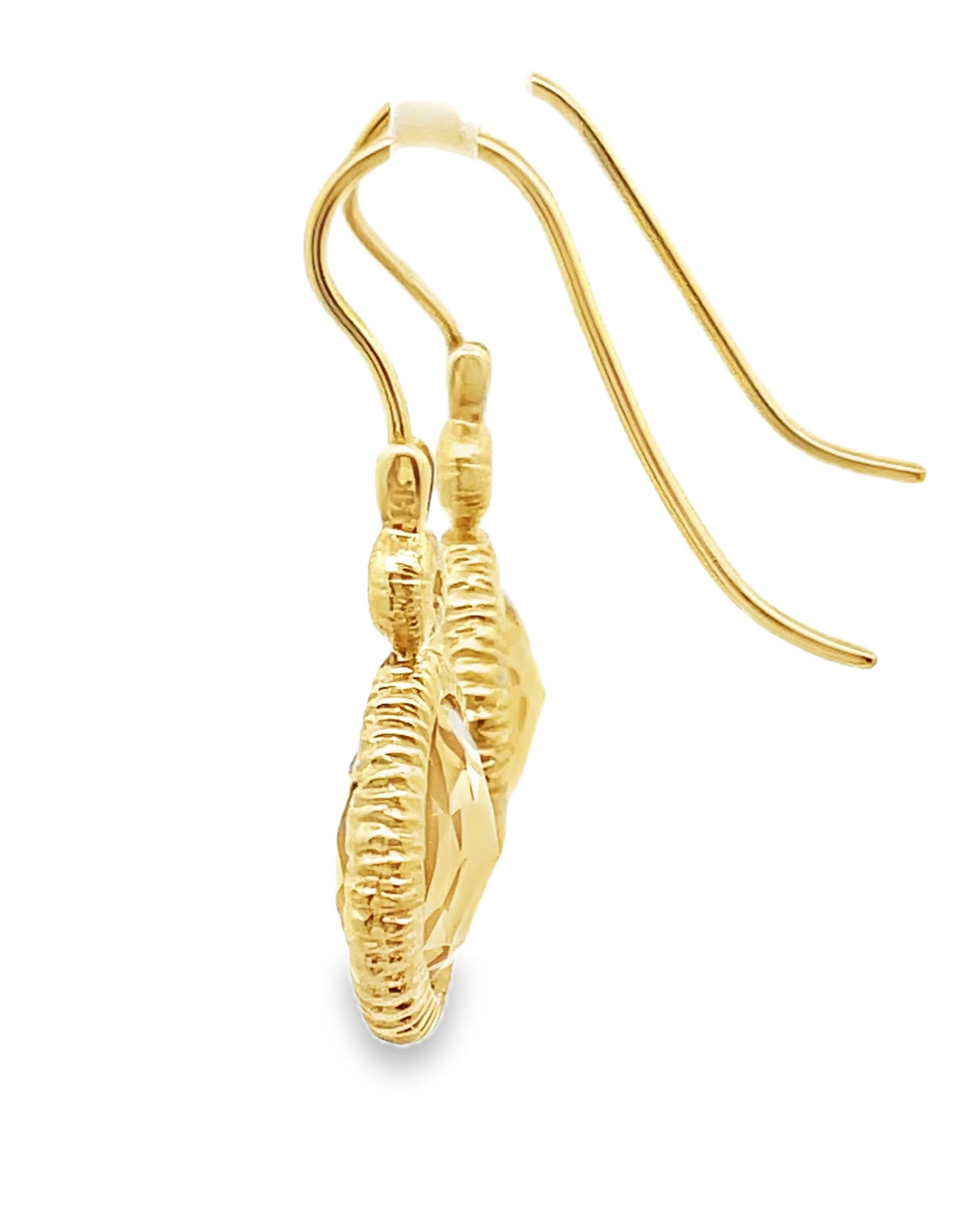 Contemporain Round Faceted Citrine Drop Earrings Bezel Set in 14K Yellow Gold with Diamonds en vente