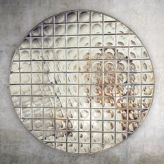 Round Faceted Wall Mirror in Chrome, 1970s Style