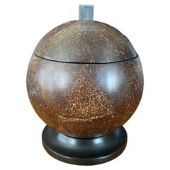 Round Faux Coconut Shell Lidded Box 