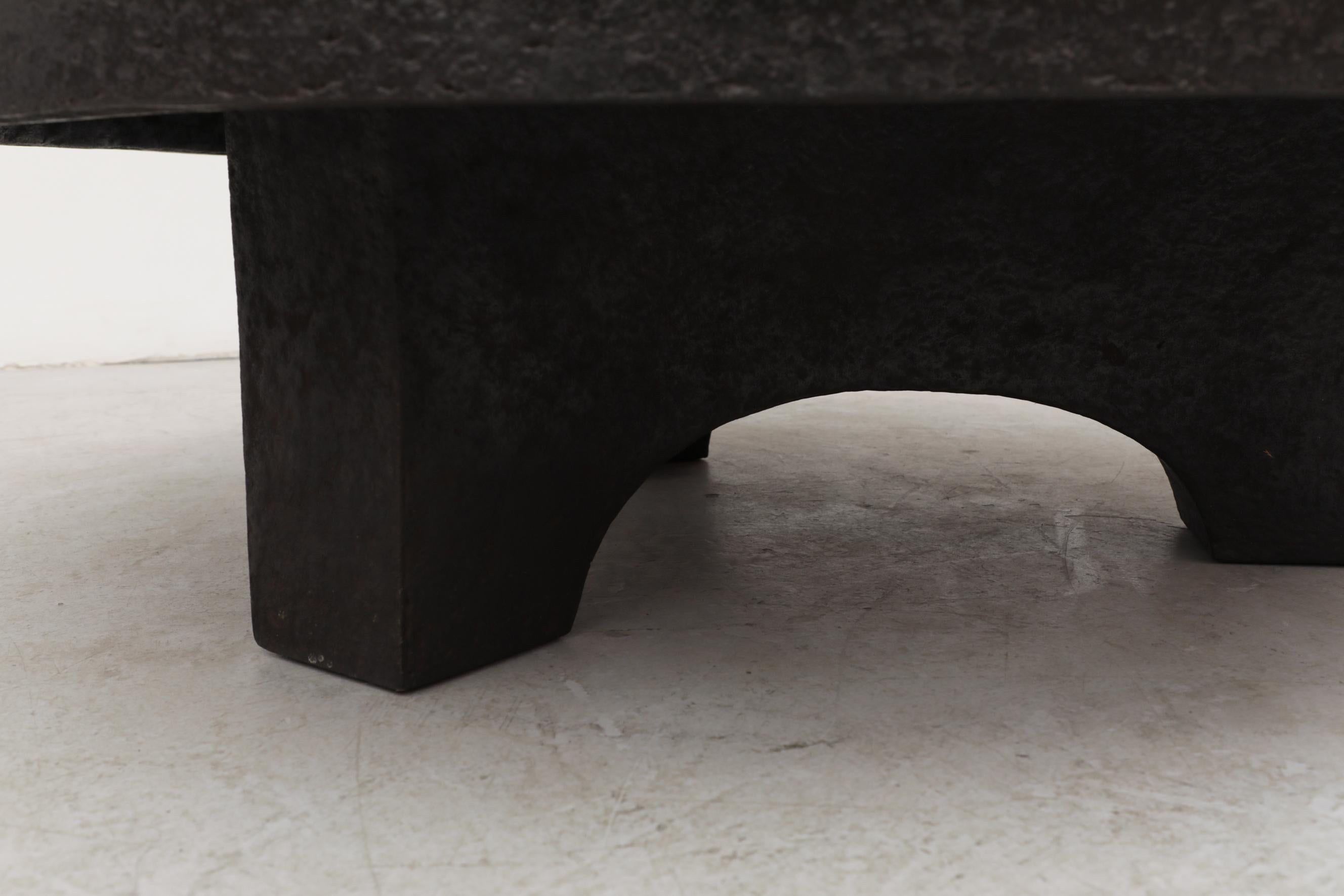Round Faux Lava Stone Coffee Table with Arched Base 7