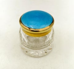 Round favor Box with lid in 925/1000 Sterling Silver Light Blue Enamel Salimbeni