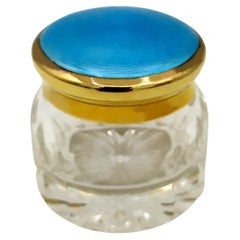 Round favor Box with lid in 925/1000 Sterling Silver Light Blue Enamel Salimbeni