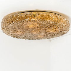 Round Flat Smoked Glass Flush Mount by Hillebrand, 1970