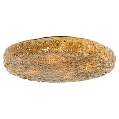 Round Flat Smoked Glass Flush Mount by Hillebrand, 1970