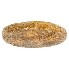Round Flat Smoked Glass Flush Mount by Hillebrand, 1970
