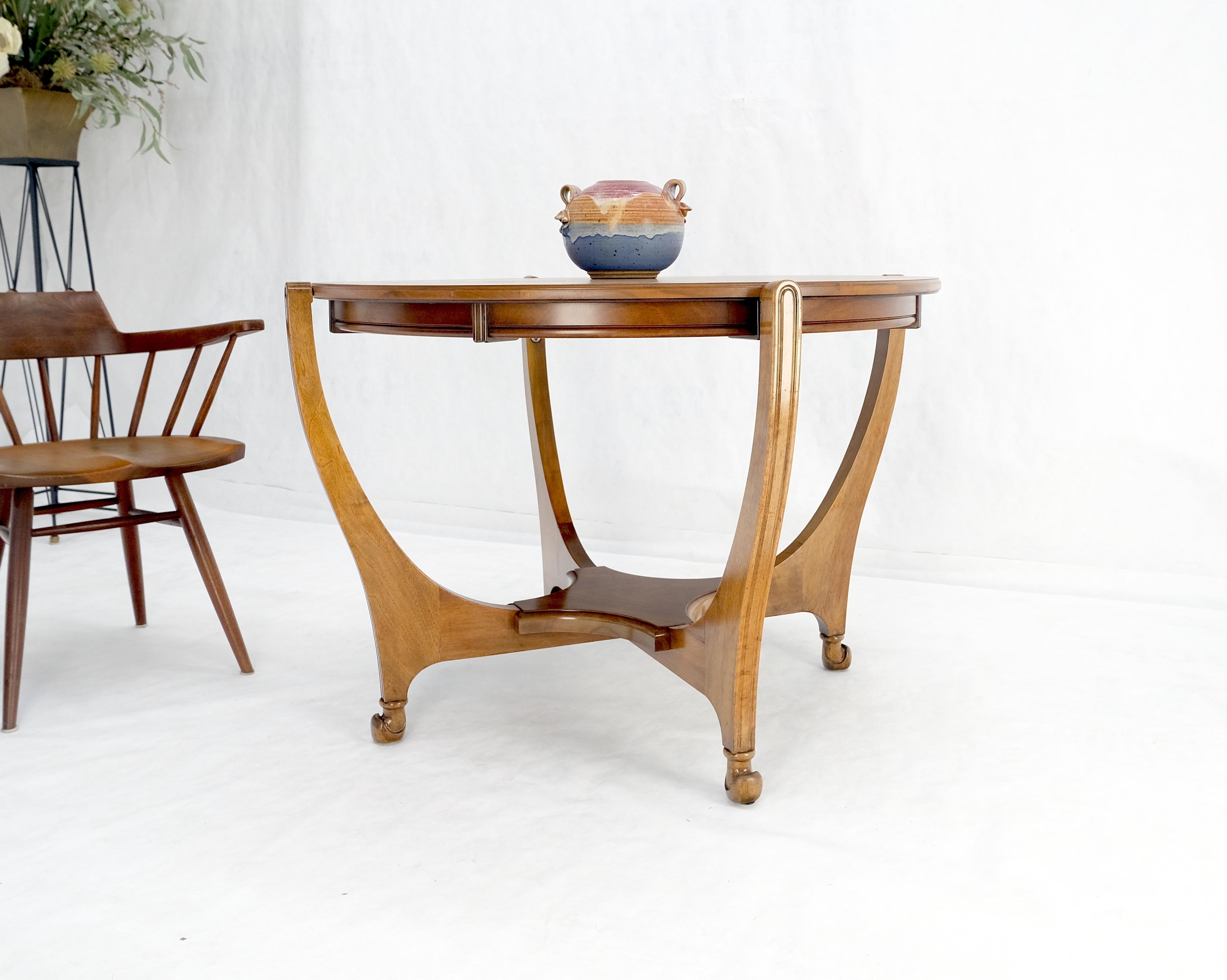 Runde Flip Top Art Nouveau Deco Banded Carved Nussbaum Spieltisch MINT! im Angebot 5
