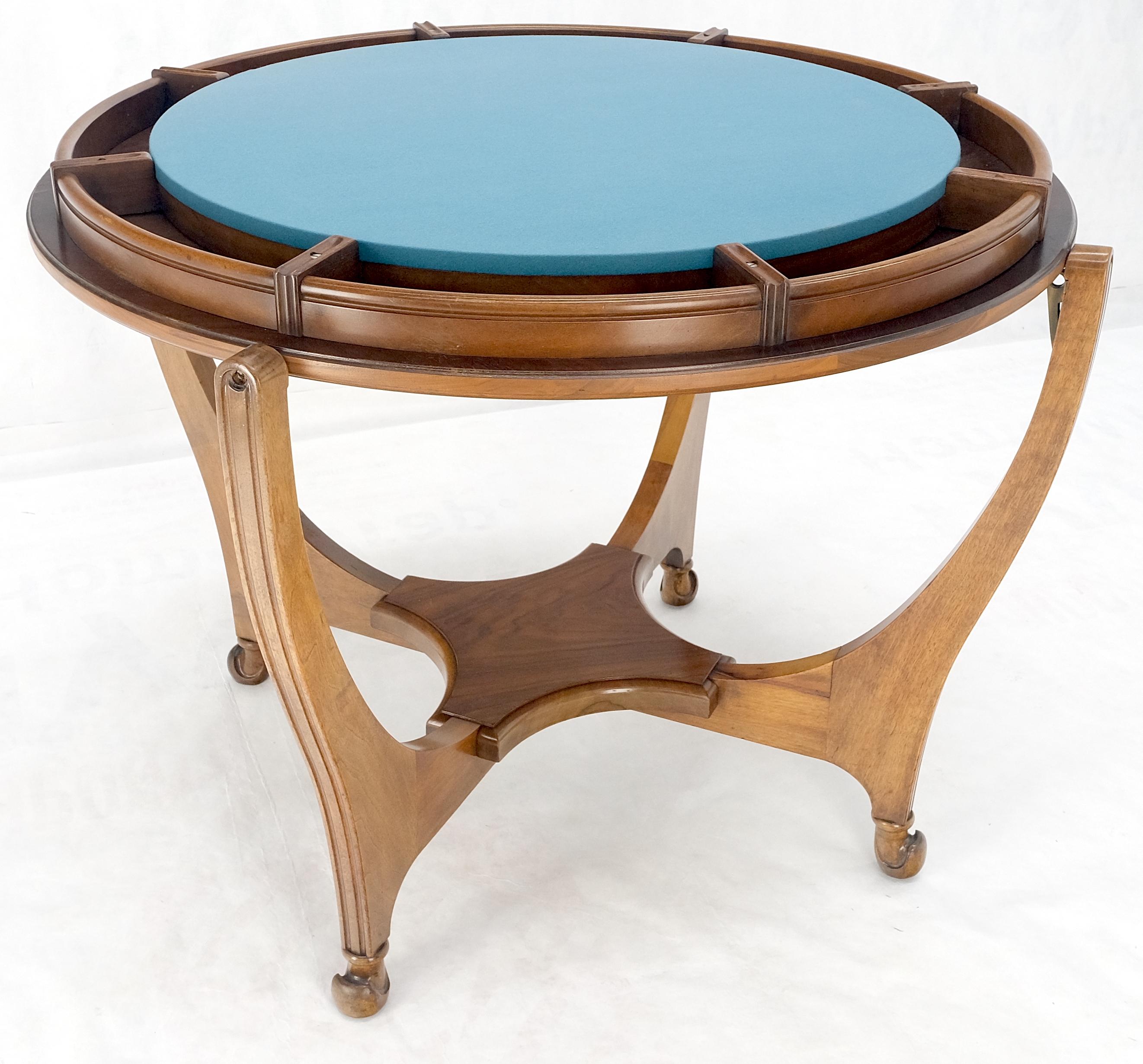 Runde Flip Top Art Nouveau Deco Banded Carved Nussbaum Spieltisch MINT! im Angebot 6