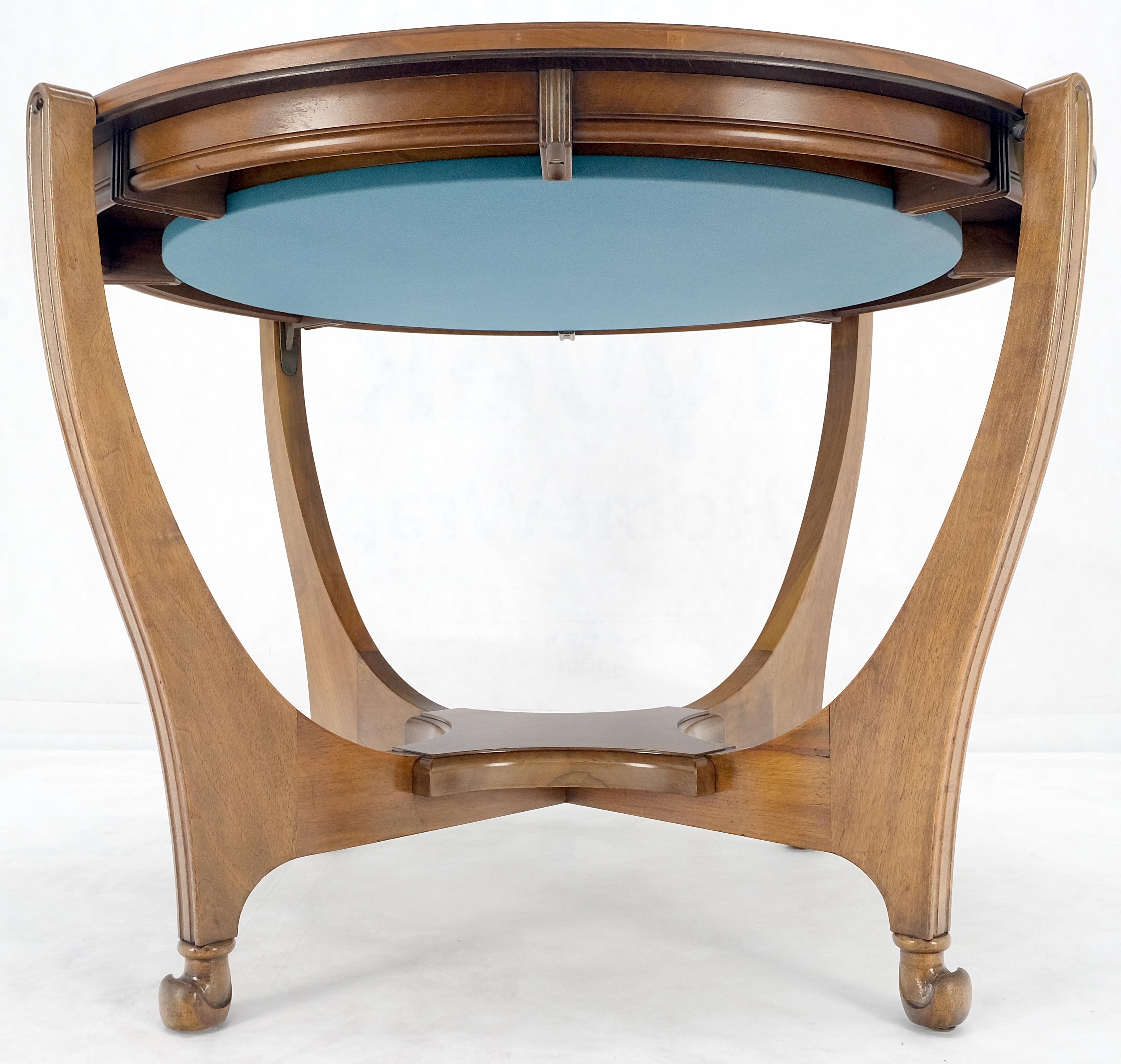 Runde Flip Top Art Nouveau Deco Banded Carved Nussbaum Spieltisch MINT! (Walnuss) im Angebot