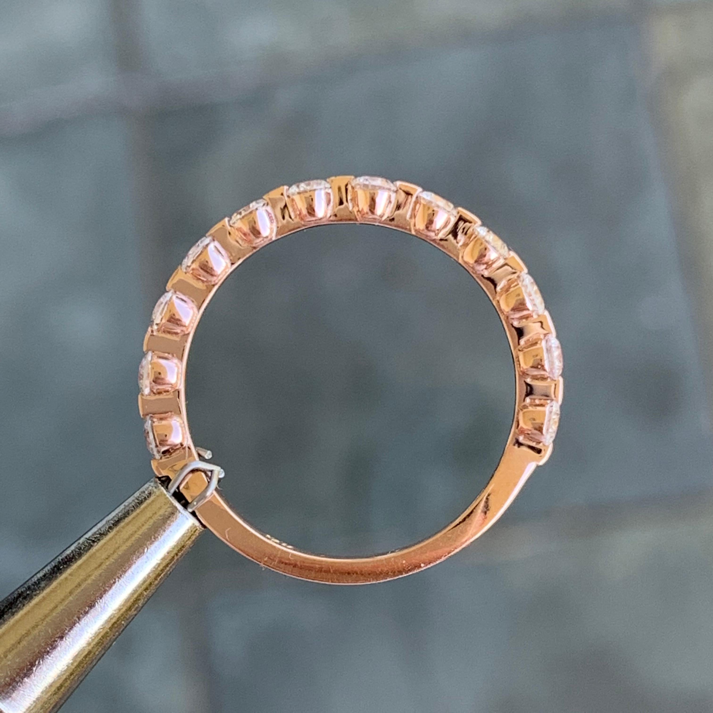 Round Floating Diamond Half Eternity Band 0.9 Carat TW, 14 Karat R, Ben-Dannie For Sale 2