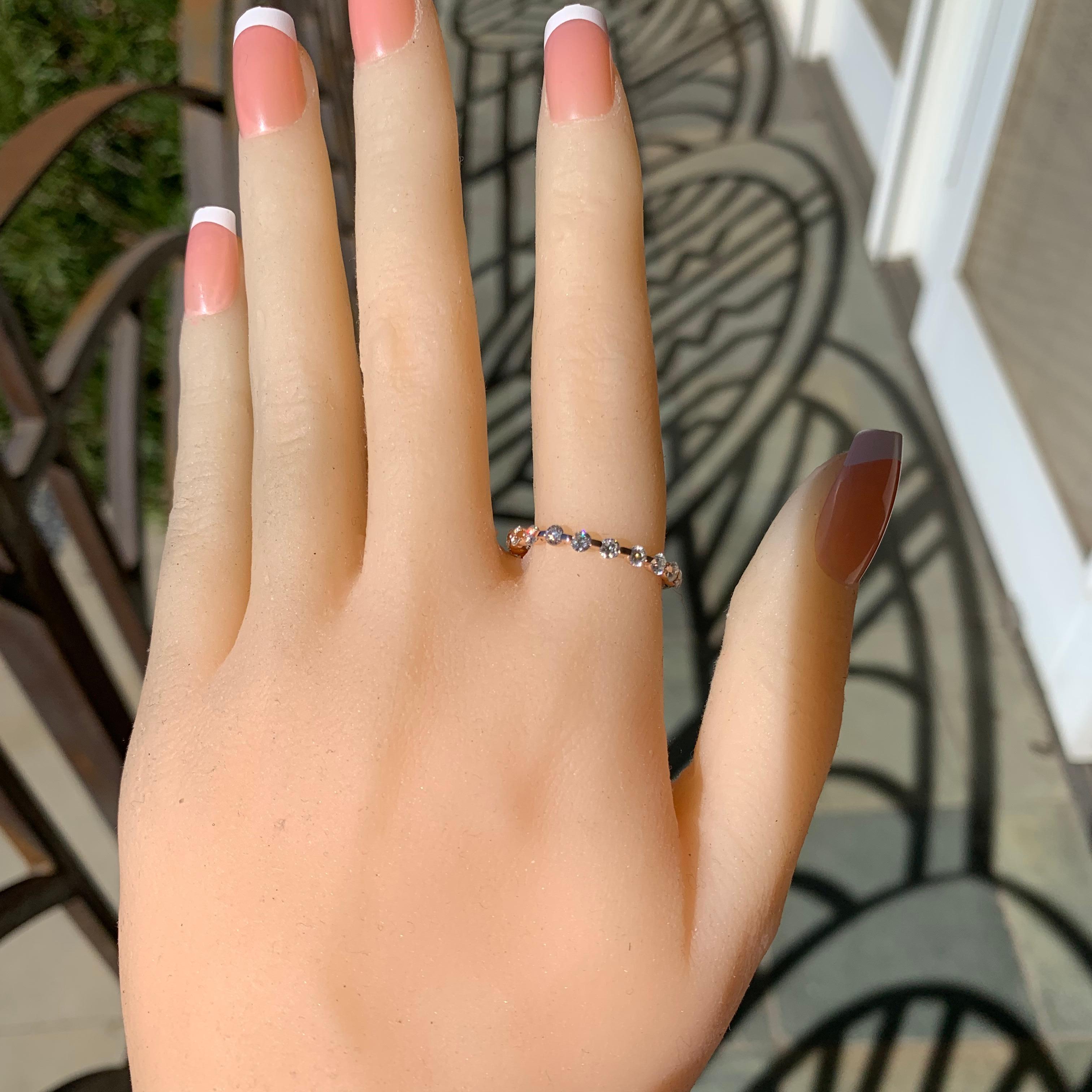 Round Cut Round Floating Diamond Half Eternity Band 0.9 Carat TW, 14 Karat R, Ben-Dannie For Sale