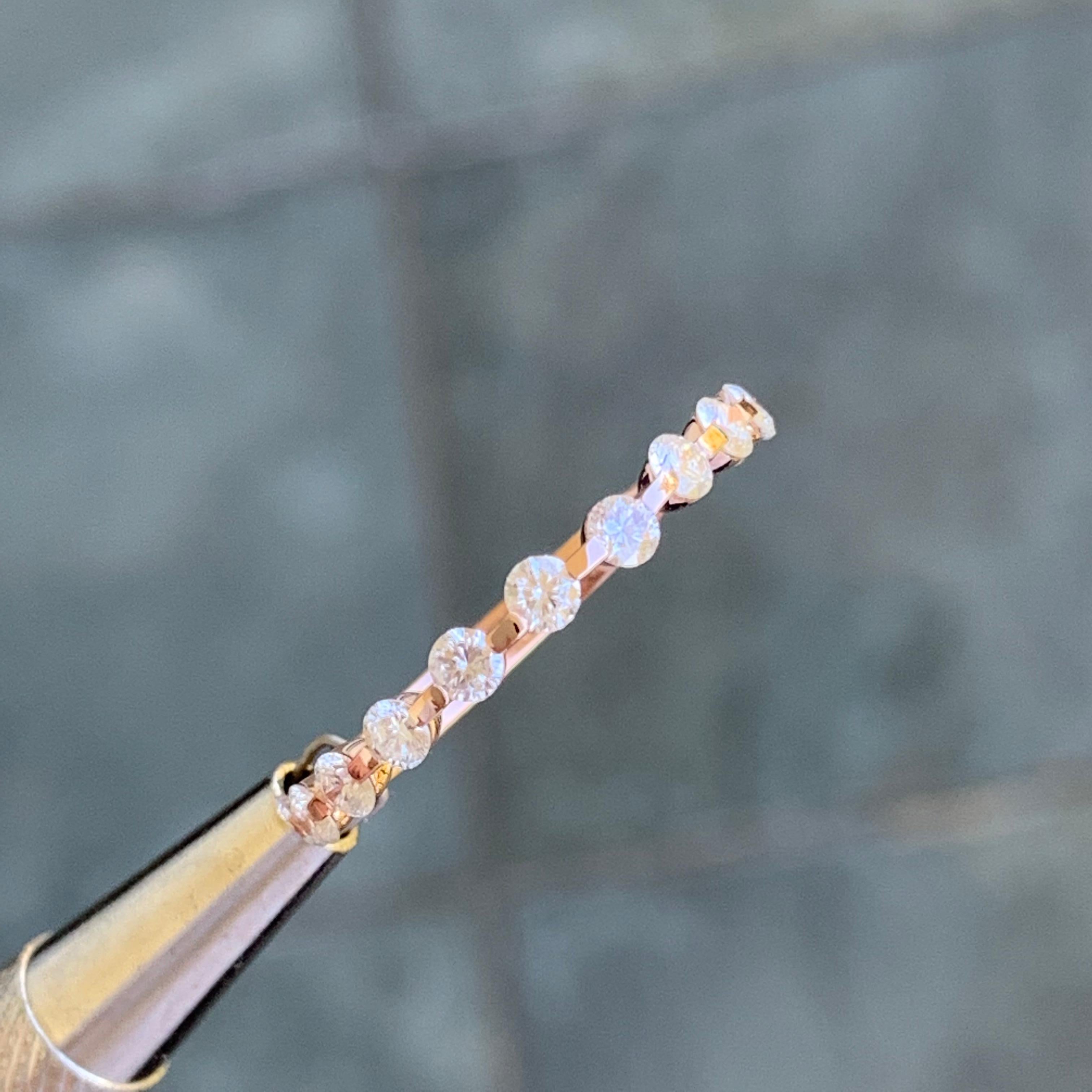 Round Floating Diamond Half Eternity Band 0.9 Carat TW, 14 Karat R, Ben-Dannie For Sale 1