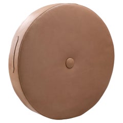 Round Floor Cushion in Latte Leather 30"Øx5" by Moses Nadel