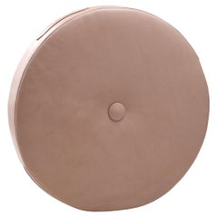 Round Floor Cushion in Sand Zenith Leather 30"Øx5" by Moses Nadel
