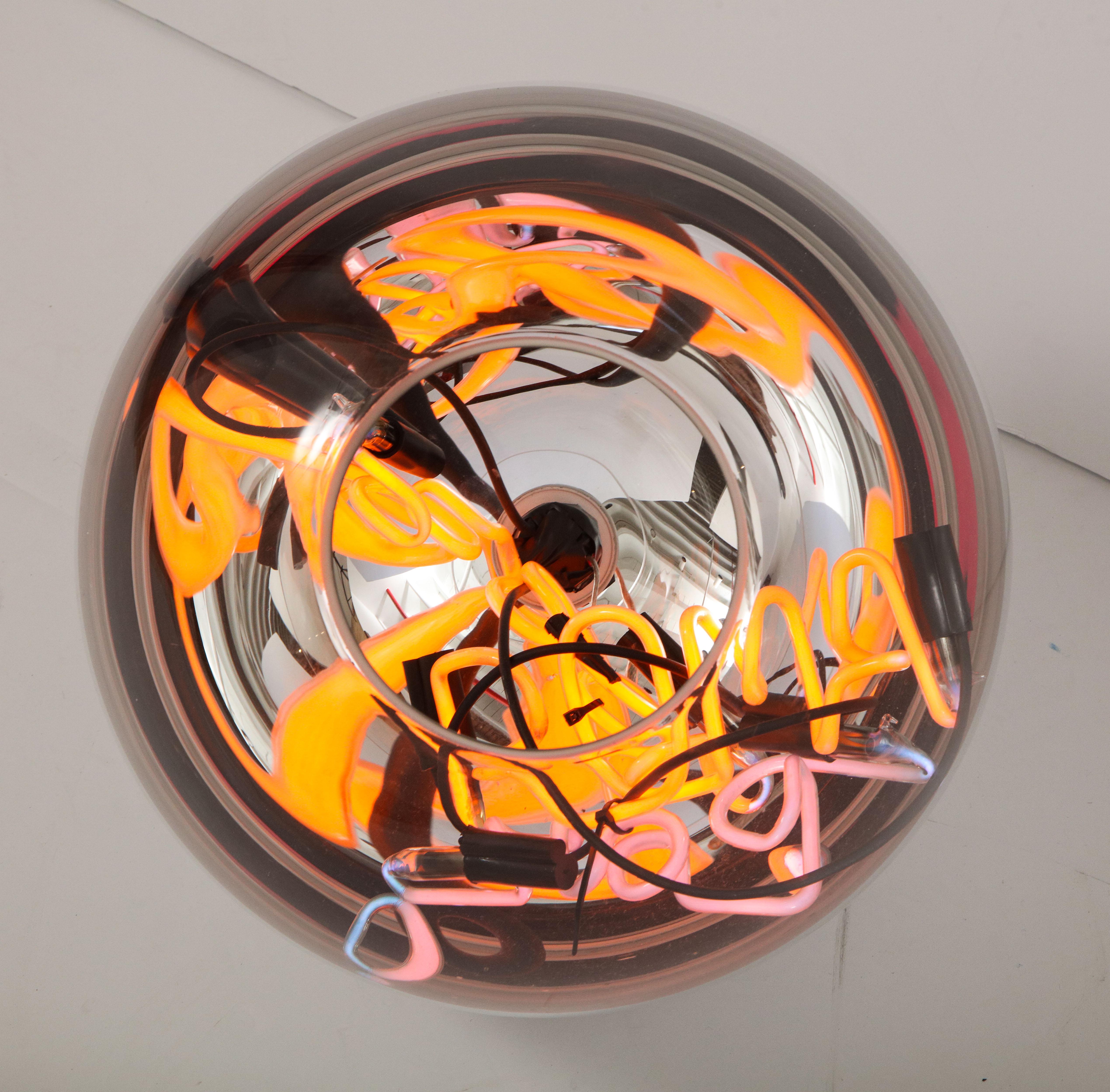 Contemporary Round Floor Lamp mit Neon Lights von Alê Jordão Brasilien 2018 im Angebot 1