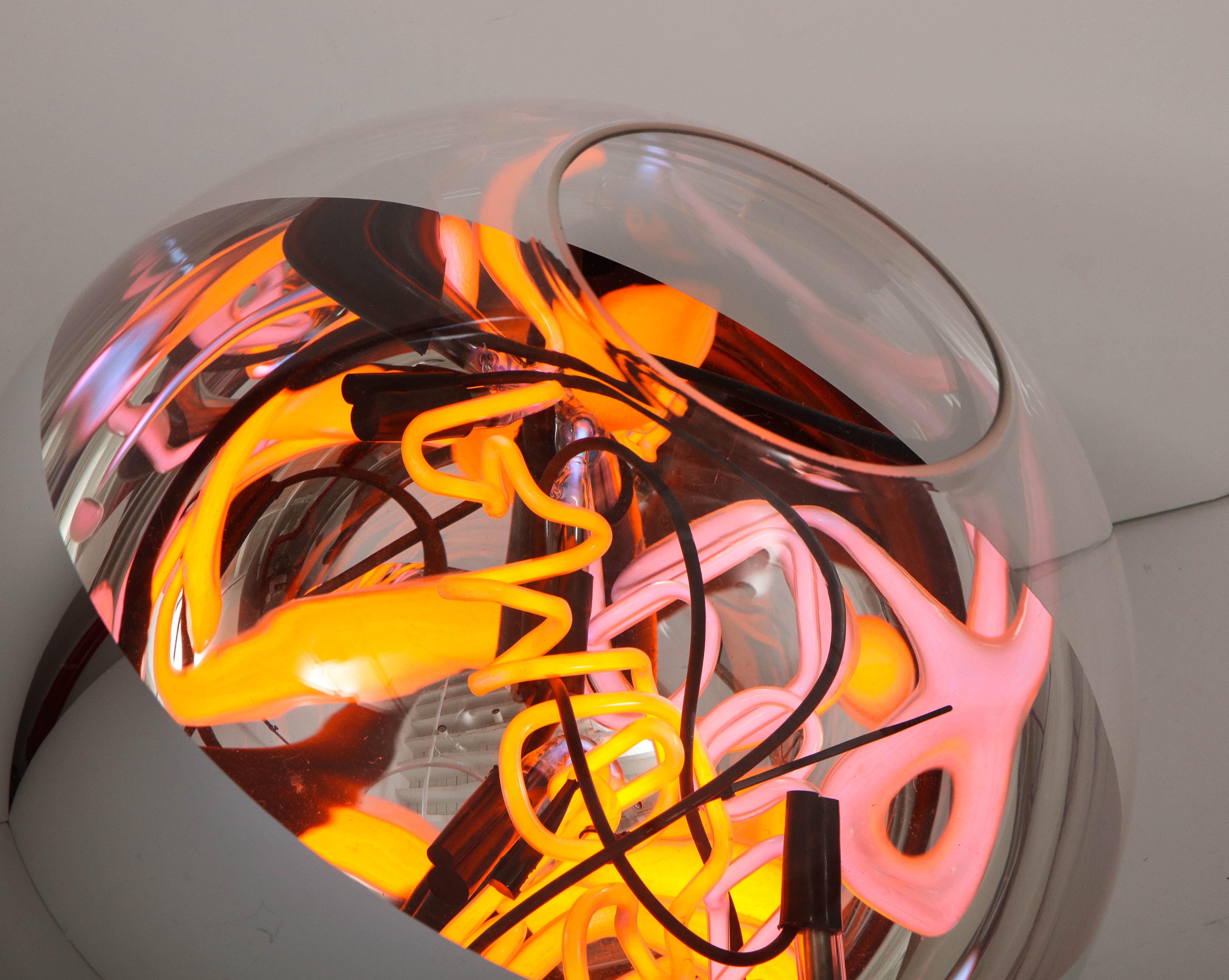 Round Floor Lamp with Neon Lights by Brazilian Designer 3