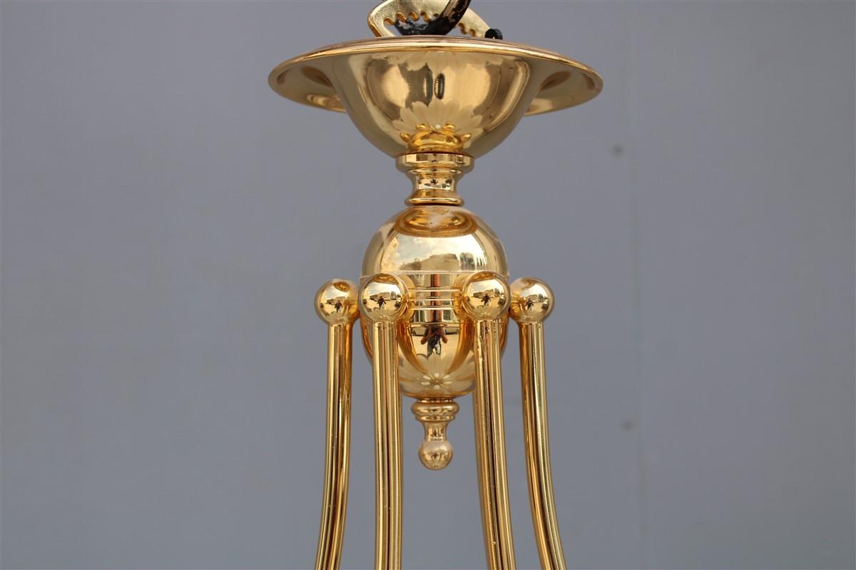 Round Flower Chandelier Murano Glass Pink  Italian Design 1970 Brass Gold  For Sale 4