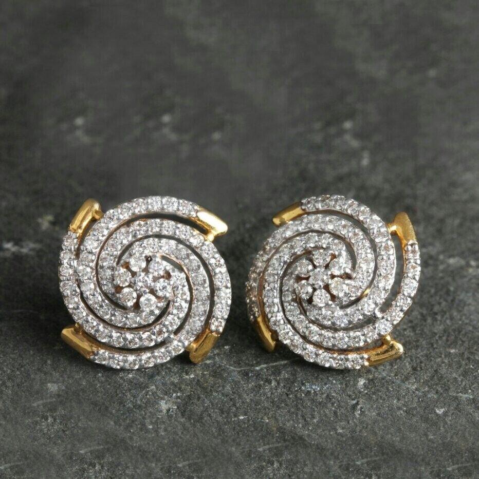 Round Flower Diamond Stud Earrings 14K Solid Gold Handmade Fine Jewelry Gift
Light weight can be worn everyday

Additional information:
Condition: New without tags: A brand-new, unused, and unworn item (including handmade items) that is not in