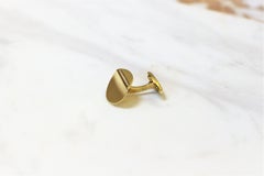 Round Folded Circle Cufflinks with a Line of Diamonds in 14Kt Yellow Gold