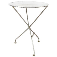 Round Folding Table Patio Garden Bistro Cafe Metal Vintage, French, circa 1960