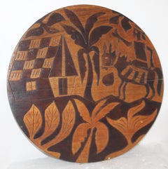 Planche de jeu ronde artisanale d'art populaire d'Haïti