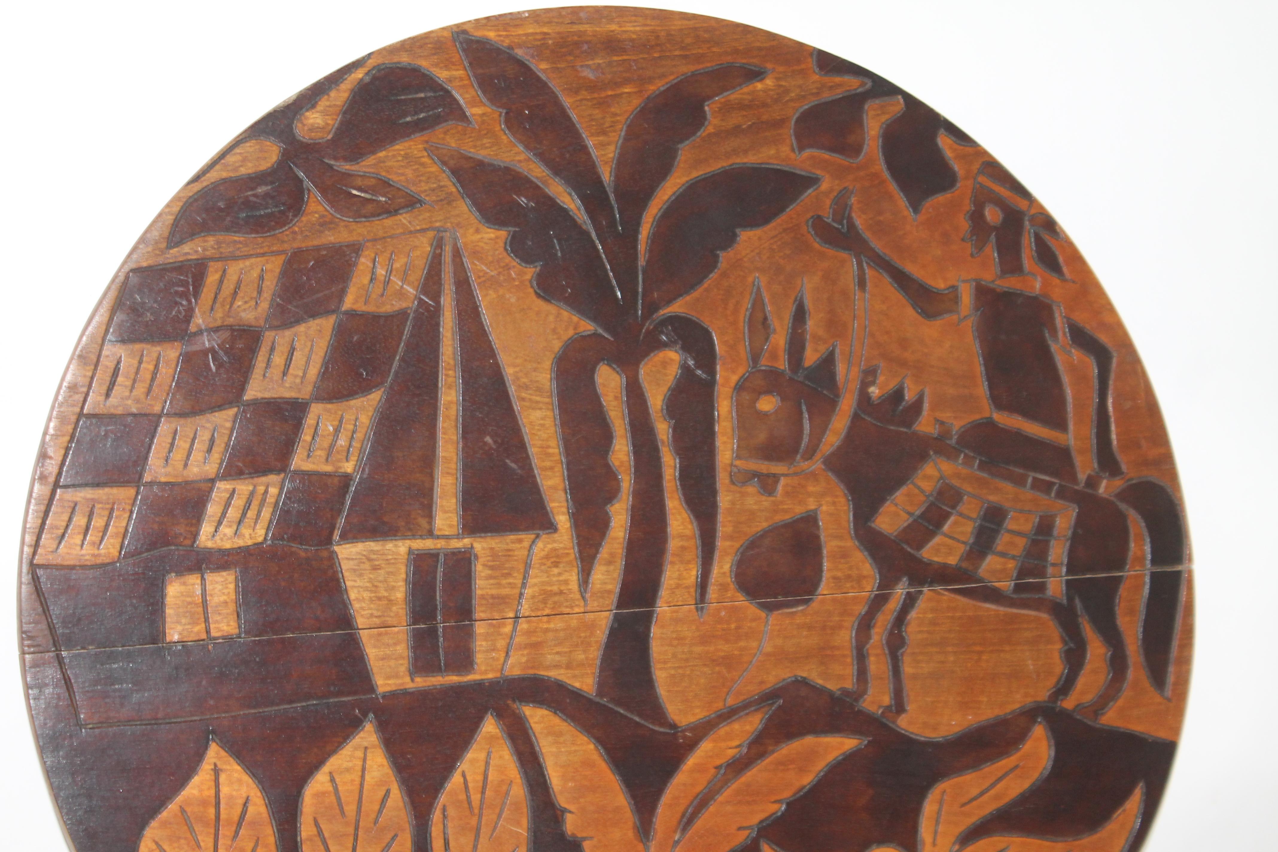 Hand-Crafted Round Folk Art Game Board From Haiti For Sale