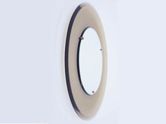 Round Fontana Arte Mirror by Max Ingrand in Concave Colored Glass, 1963, Italy