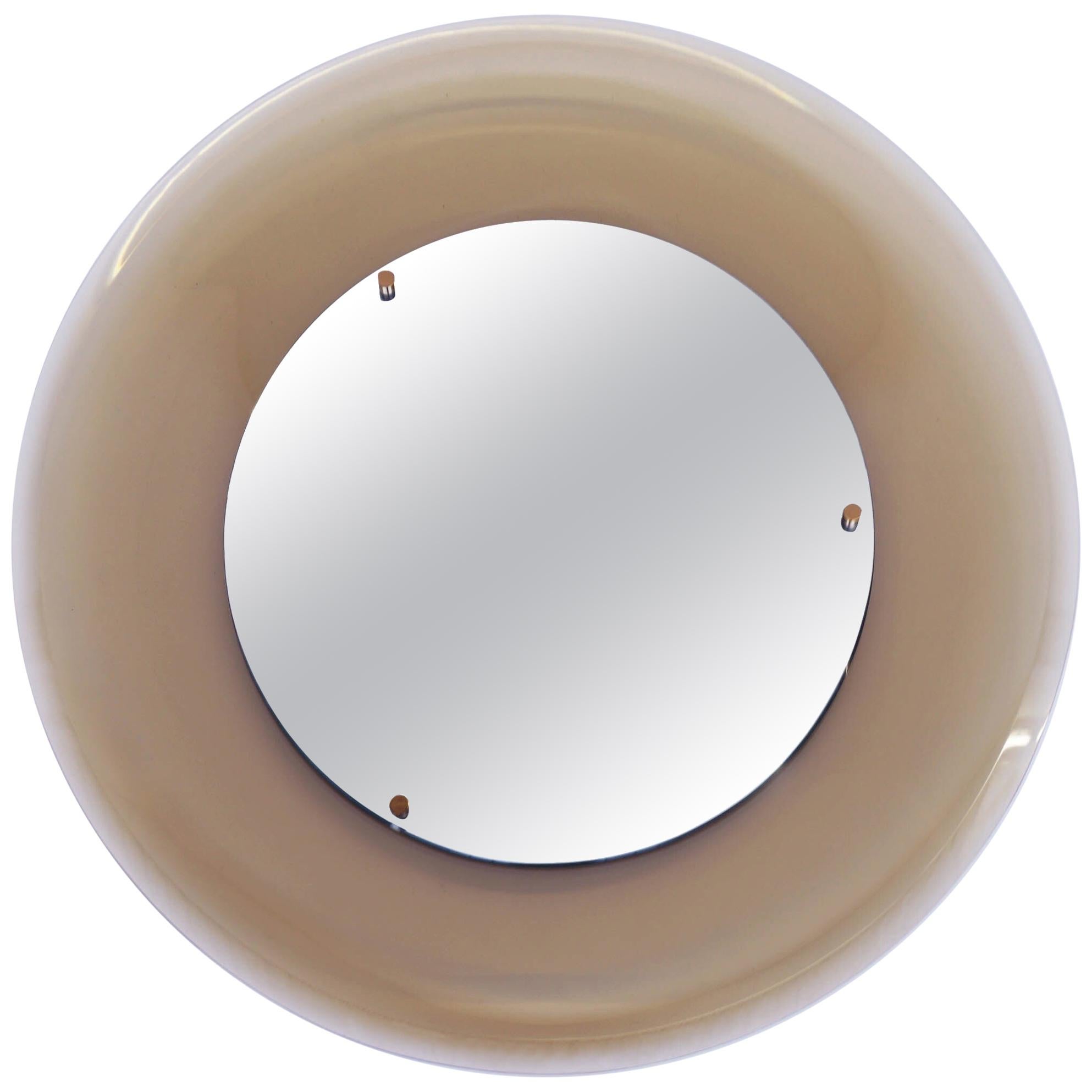 Round Fontana Arte Mirror by Max Ingrand in Concave Colored Glass, 1963, Italy For Sale